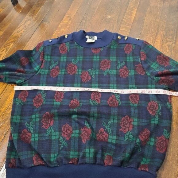 Vintage 80's Dark Cottagecore Rose Top Large / Dark Bohemian - Picture 8 of 11